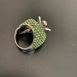 Apple rhinestone ring